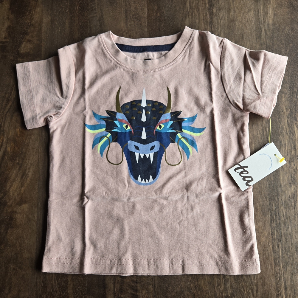 Nwt Tea Collection Dragon Short Sleeve Tee in a Beautiful Sandstone Size 2T